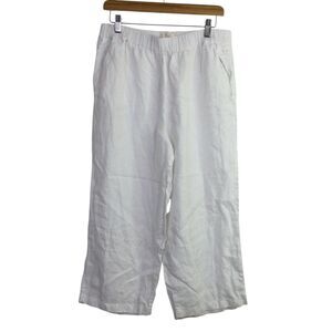 Cynthia Rowley Women's Cropped Pant Linen Culottes Wide Leg Stretch White Size L